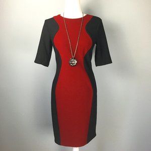 Bisou Bisou Black and Red Midi Dress - Size 4(US)